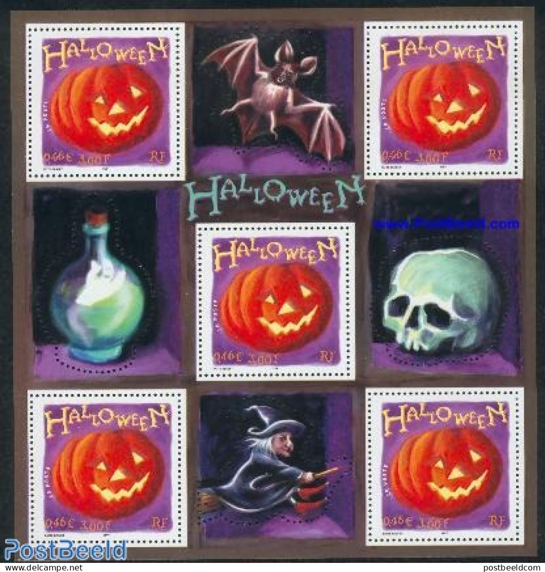France 2001 Halloween S/s, Mint NH, Nature - Various - Bats - Folklore - Halloween - Neufs