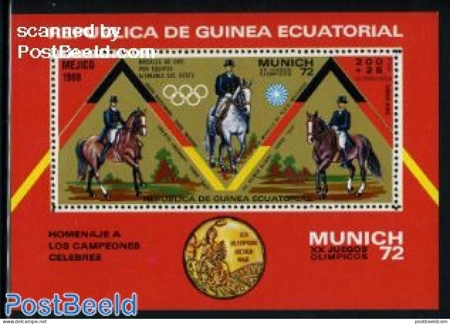 Equatorial Guinea 1972 Olympic Games S/s, Mint NH, Nature - Sport - Horses - Olympic Games - Sport (other And Mixed) - Equatorial Guinea