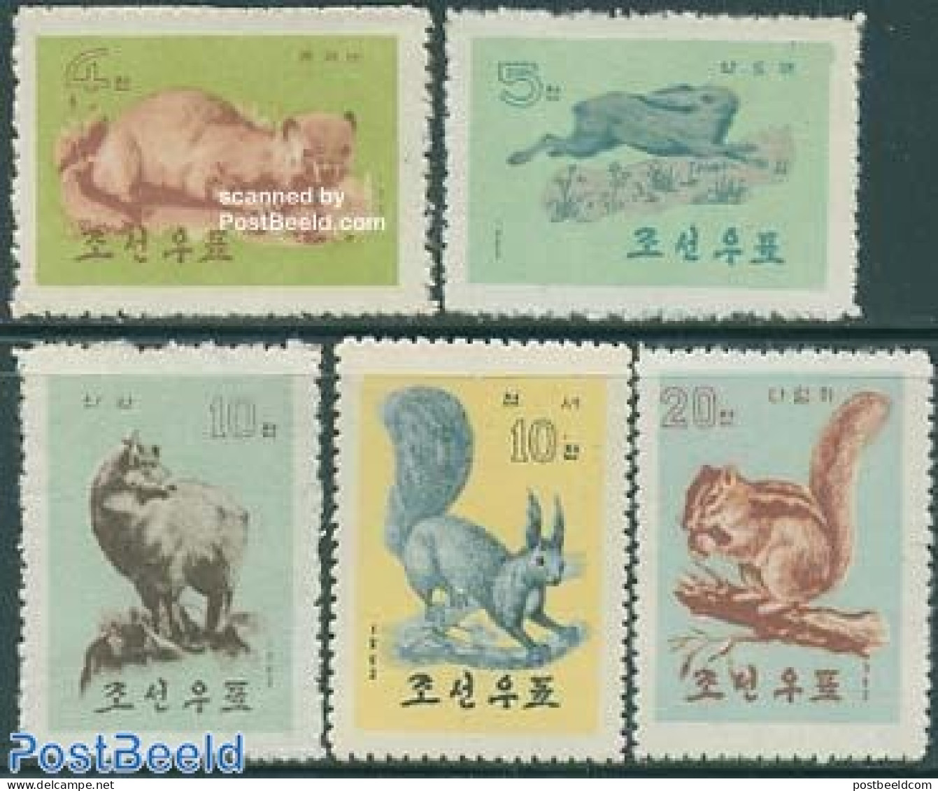 Korea, North 1962 Wild Animals 5v, Mint NH, Nature - Animals (others & Mixed) - Corée Du Nord
