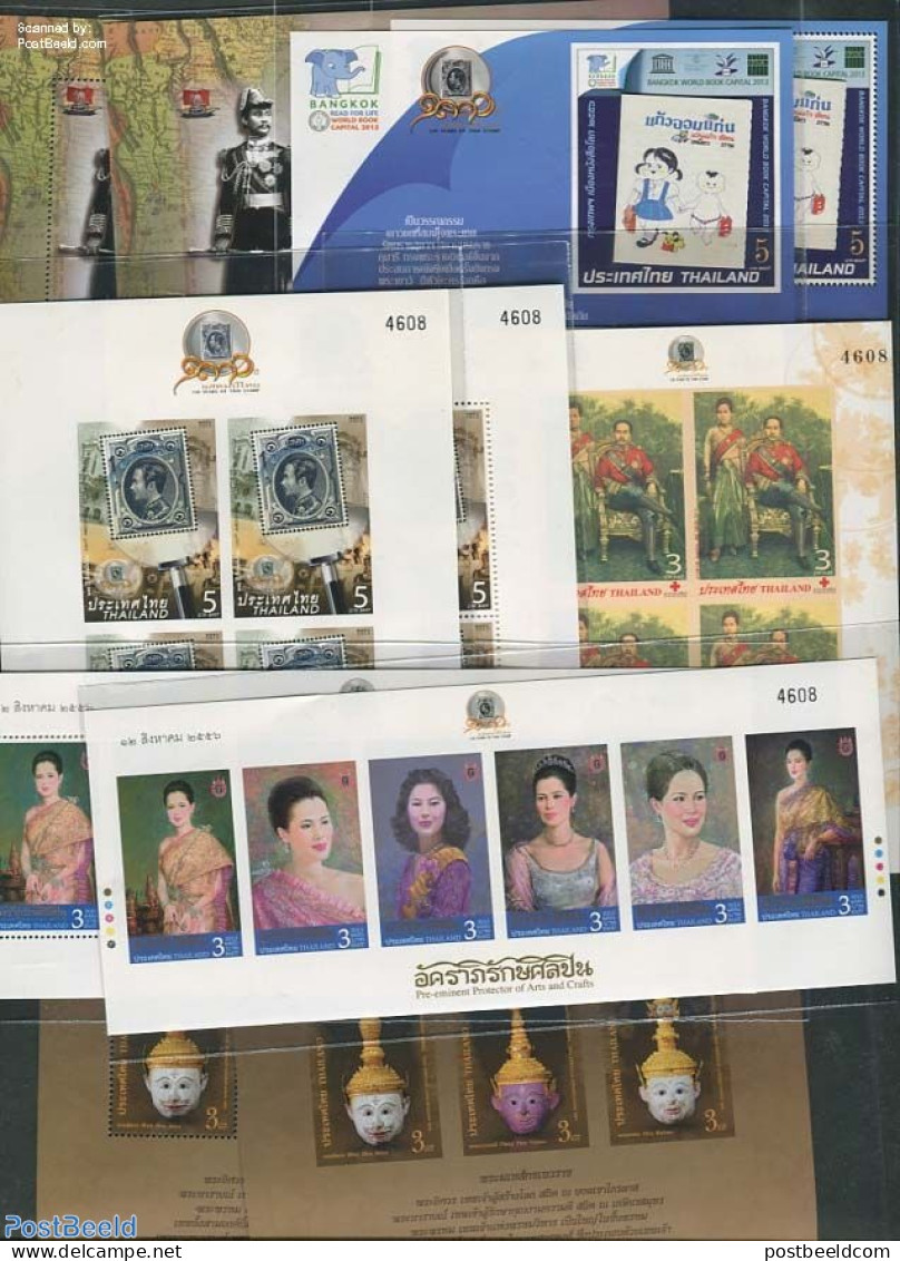Thailand 2013 130 Years Post 12 S/s (6 Perforated, 6 Imperforated), Mint NH, Transport - Post - Stamps On Stamps - Shi.. - Poste