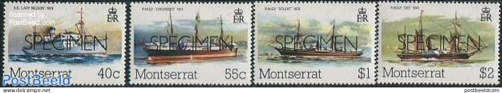 Montserrat 1980 Postal Ships 4v, SPECIMEN, Mint NH, Transport - Post - Ships And Boats - Post