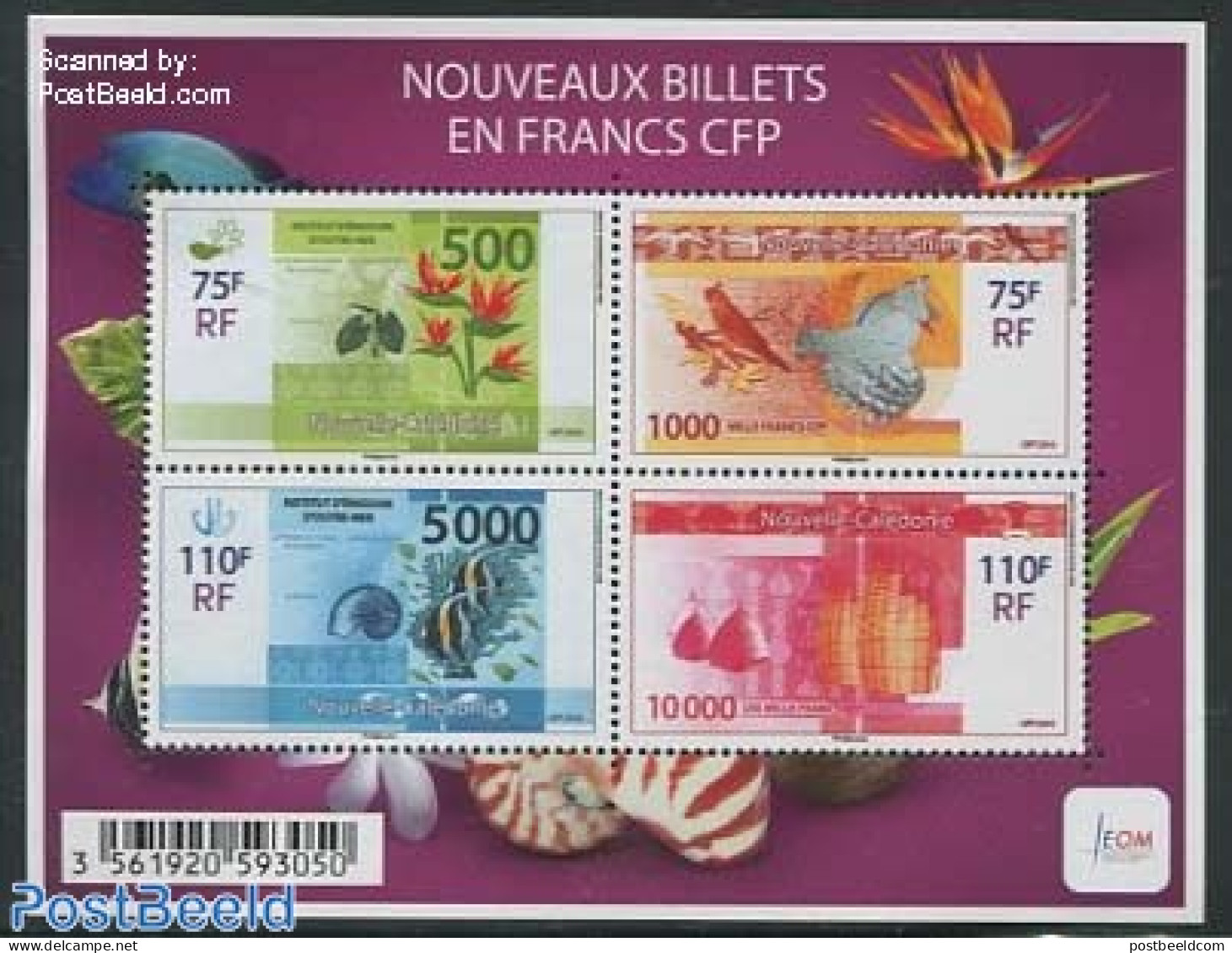 New Caledonia 2014 New Banknotes 4v M/s, Mint NH, Nature - Various - Birds - Fish - Money On Stamps - Ungebraucht