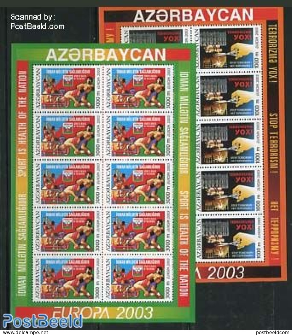 Azerbaijan 2003 Europa, 2 M/ss, Mint NH, History - Europa (cept) - Art - Poster Art - Sonstige & Ohne Zuordnung