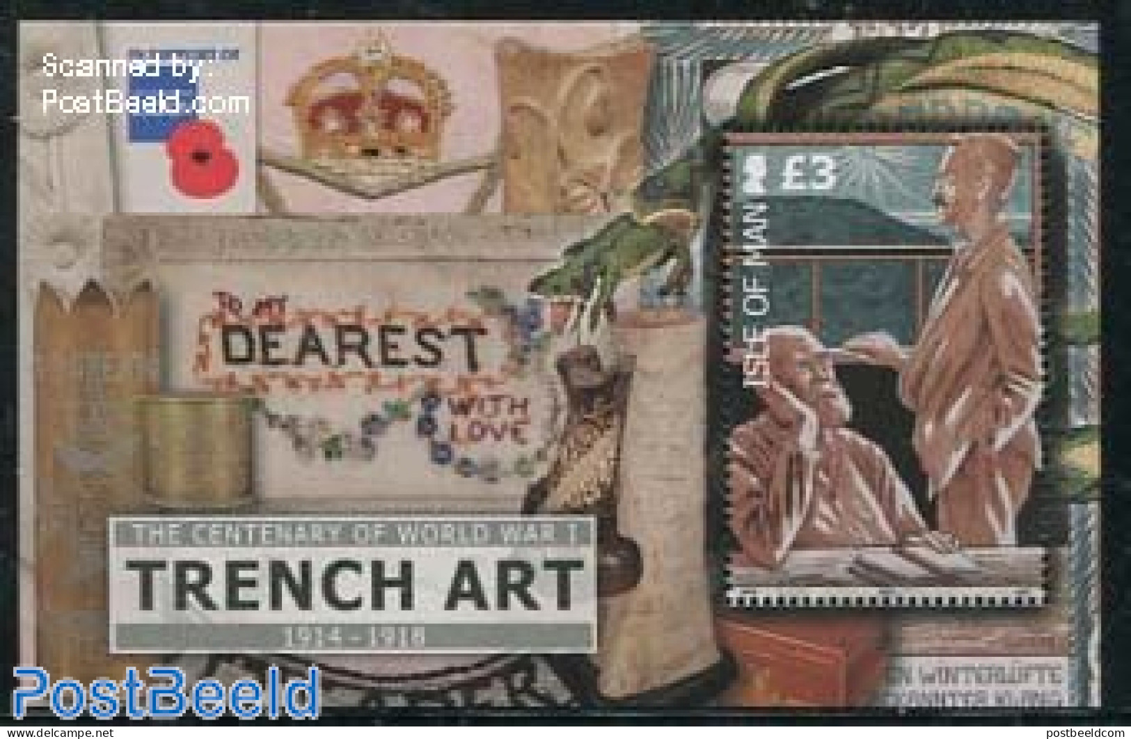 Isle Of Man 2014 World War I Trench Art S/s, Mint NH, History - Various - Textiles - World War I - Tessili