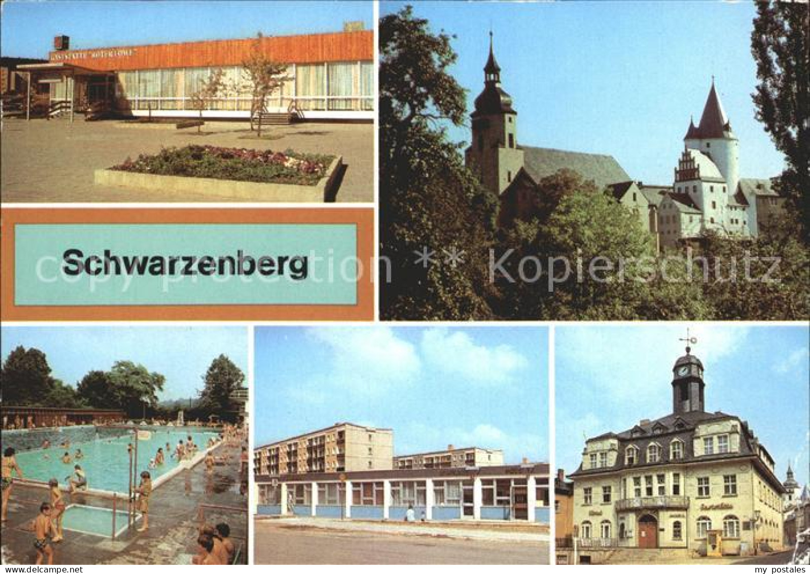 72237035 Schwarzenberg Erzgebirge Gaststaette Roter Loewe Schloss Kirche Freibad - Schwarzenberg (Erzgeb.)