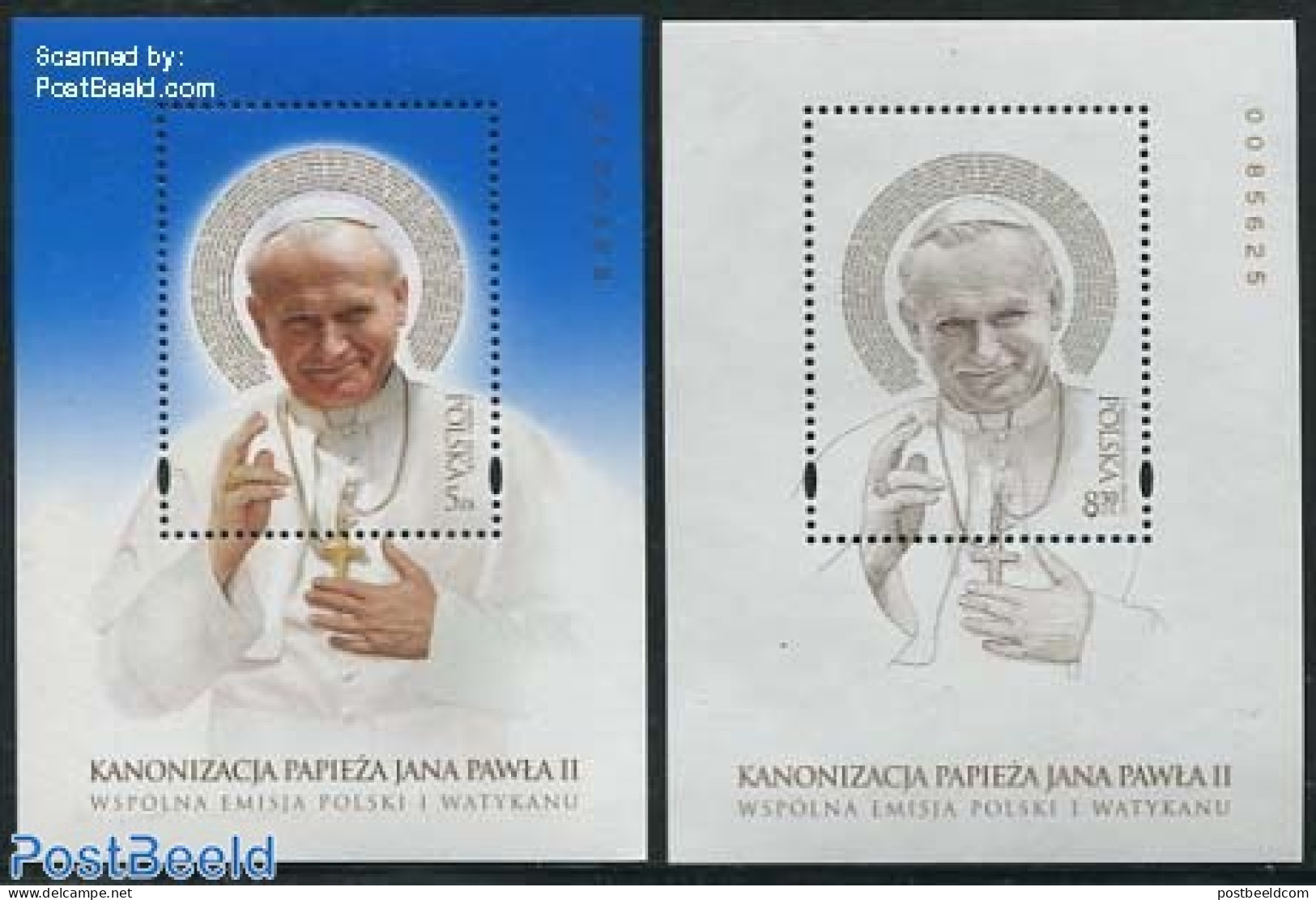 Poland 2014 Beatification Of Pope John Paul II 2 S/s, Mint NH, Religion - Various - Pope - Religion - Joint Issues - Neufs
