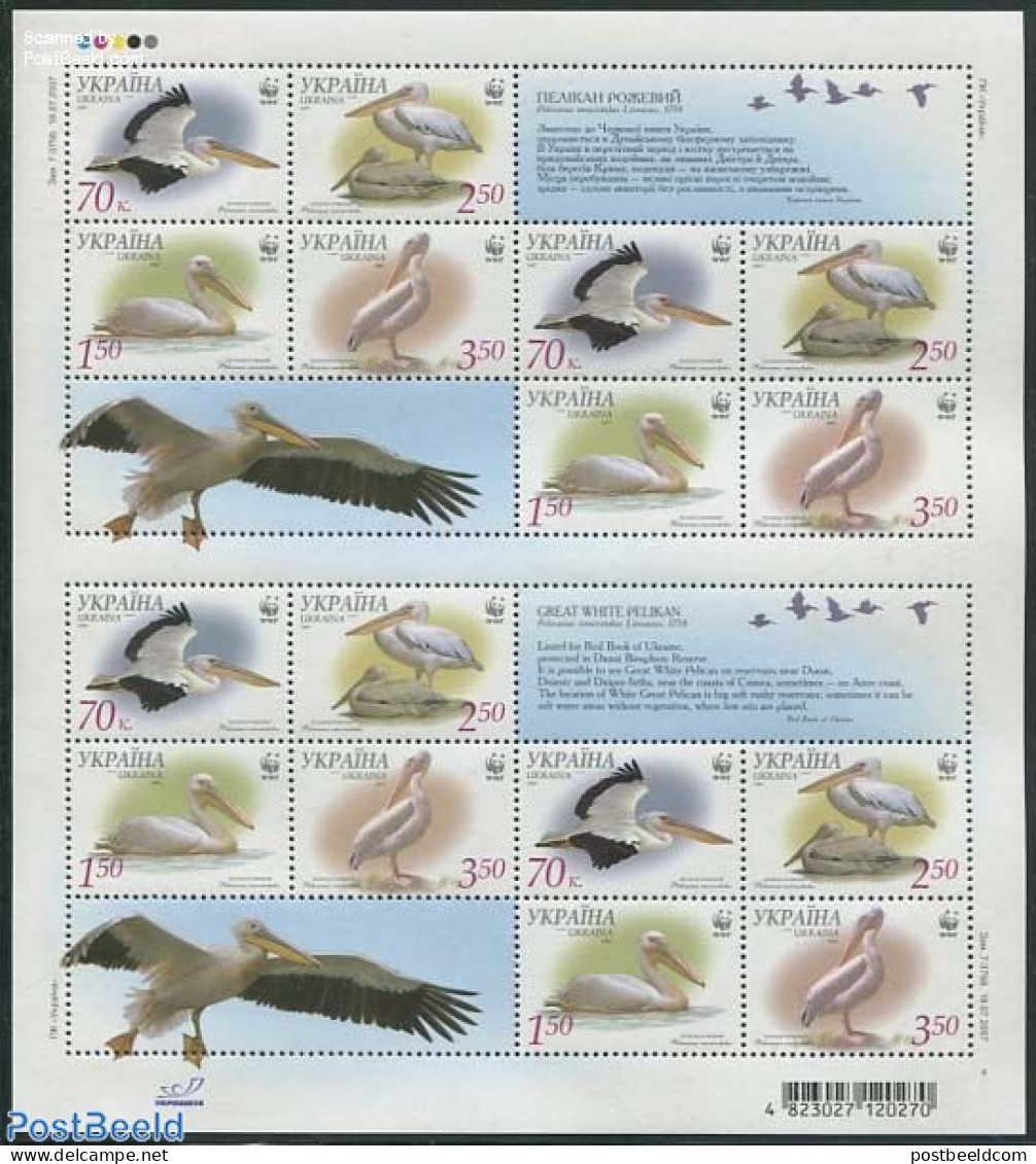 Ukraine 2007 WWF, Pelican M/s, Mint NH, Nature - Birds - World Wildlife Fund (WWF) - Ukraine