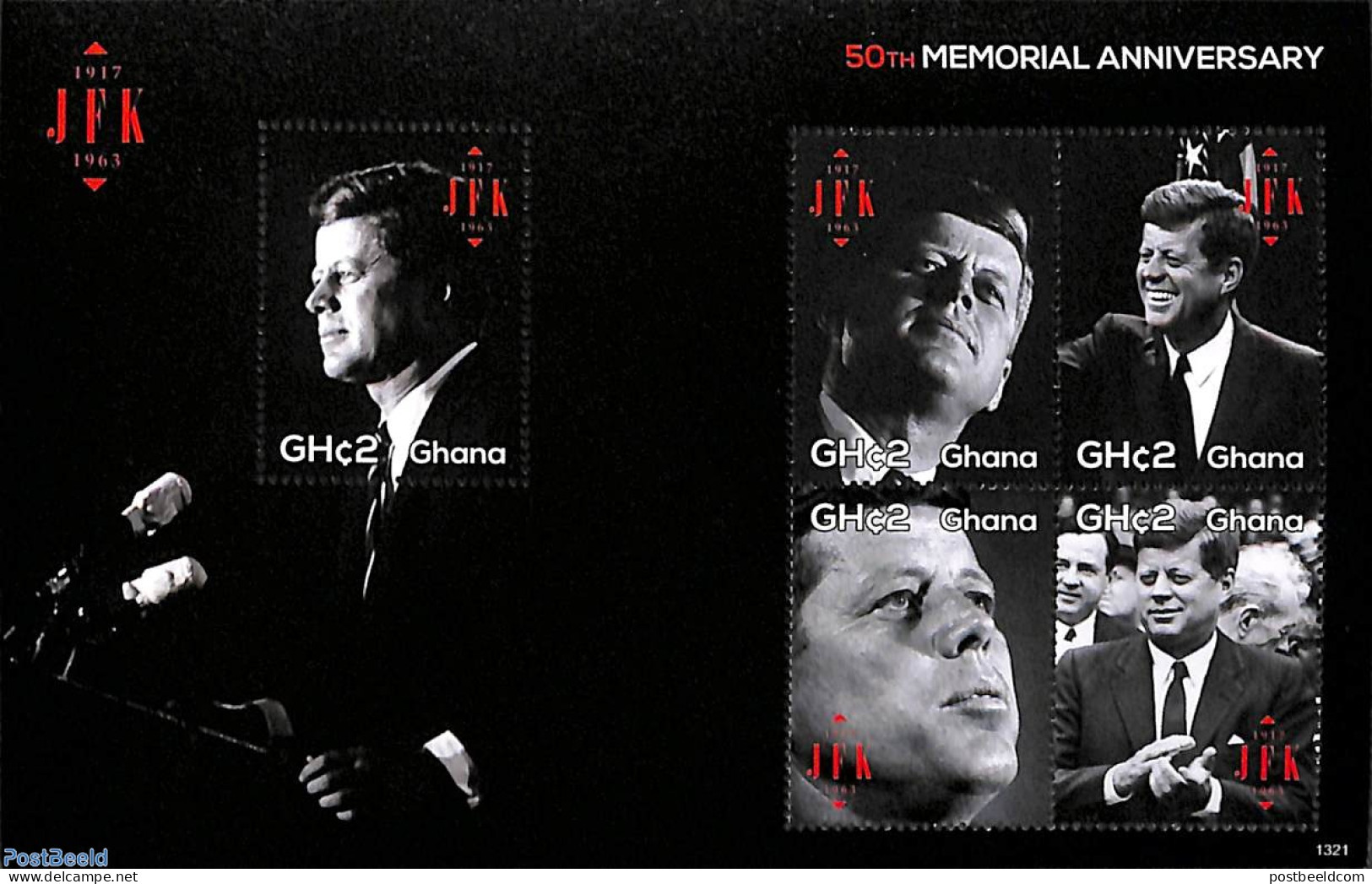 Ghana 2013 John F. Kennedy 5v M/s, Mint NH, History - American Presidents - Politicians - Sonstige & Ohne Zuordnung