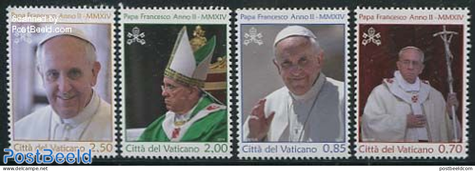 Vatican 2014 Pontificationyear Pope Francis 4v, Mint NH, Religion - Pope - Religion - Ungebraucht
