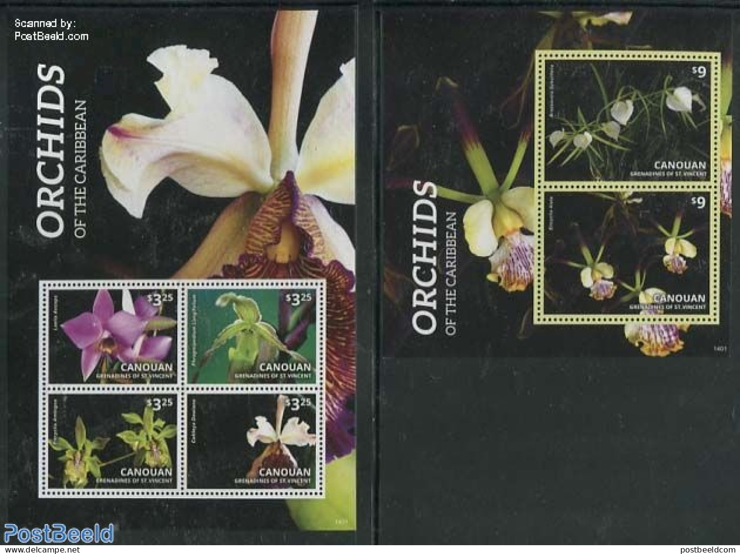 Saint Vincent & The Grenadines 2014 Canouan, Orchids 2 S/s, Mint NH, Nature - Flowers & Plants - Orchids - St.Vincent & Grenadines