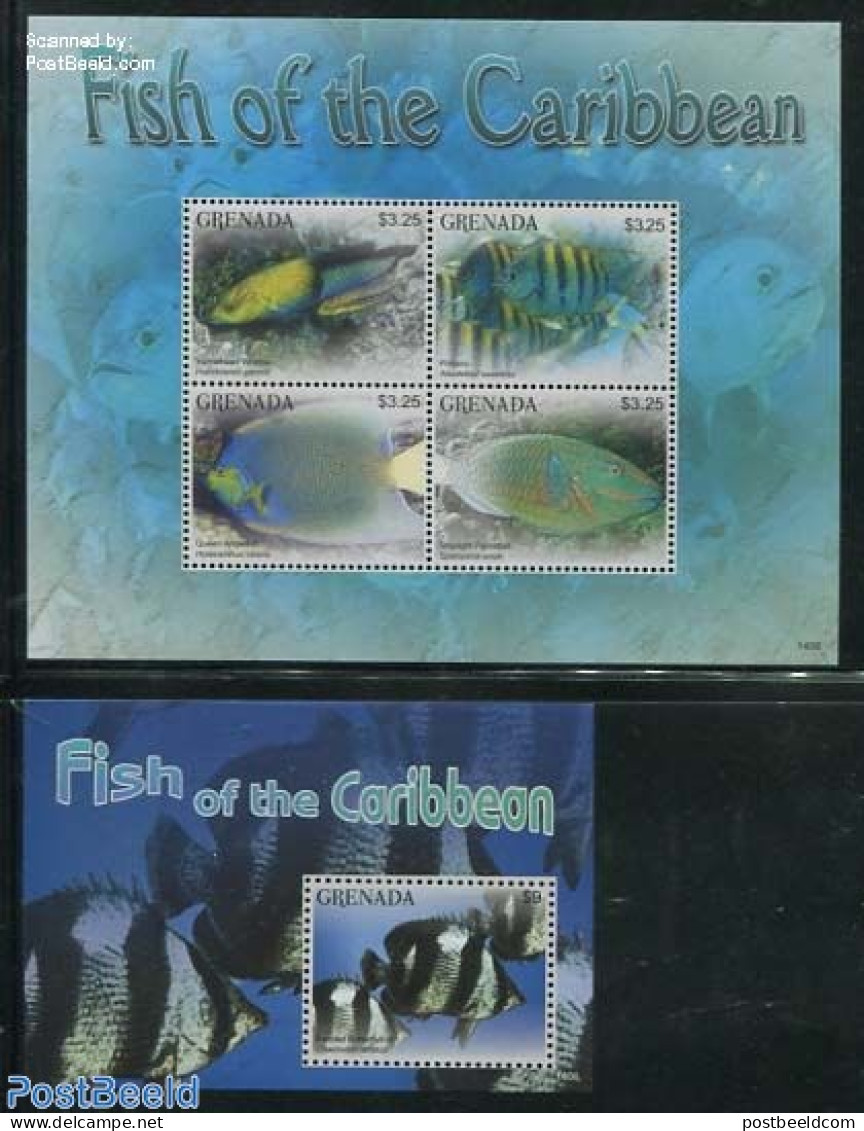 Grenada 2014 Fish Of The Caribbean 2 S/s, Mint NH, Nature - Fish - Poissons