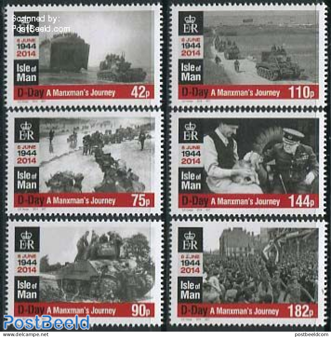 Isle Of Man 2014 D-Day 6v, Mint NH, History - Nature - Transport - Militarism - World War II - Dogs - Motorcycles - Sh.. - Militaria