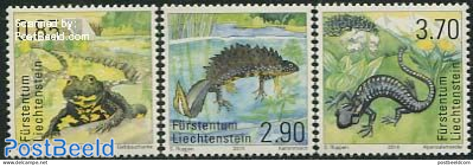 Liechtenstein 2014 Amphibians 3v S-a, Mint NH, Nature - Animals (others & Mixed) - Reptiles - Neufs