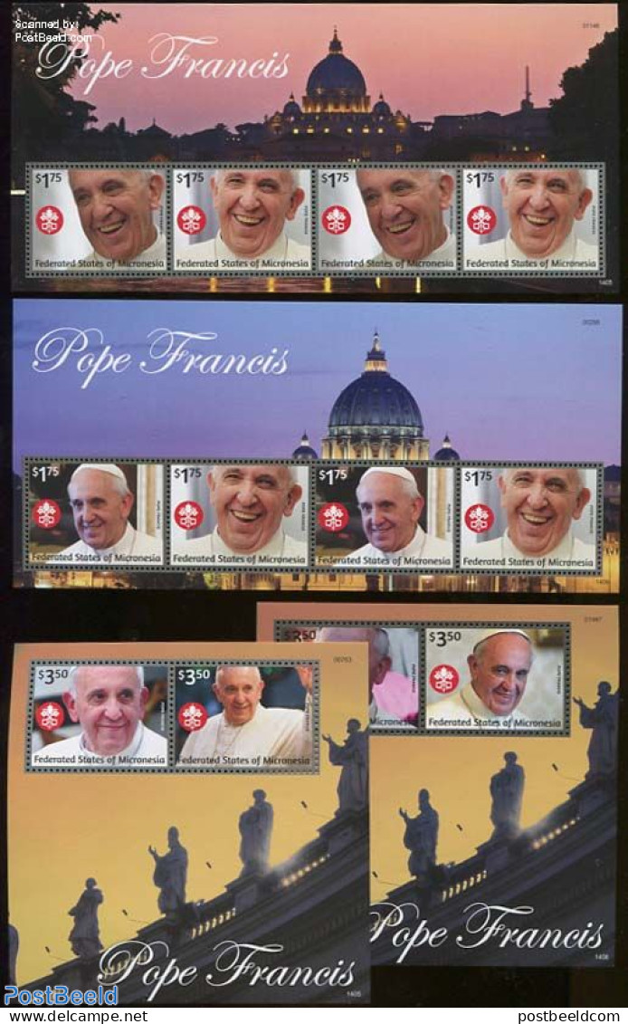 Micronesia 2014 Pope Francis 4 S/s, Mint NH, Religion - Pope - Religion - Päpste