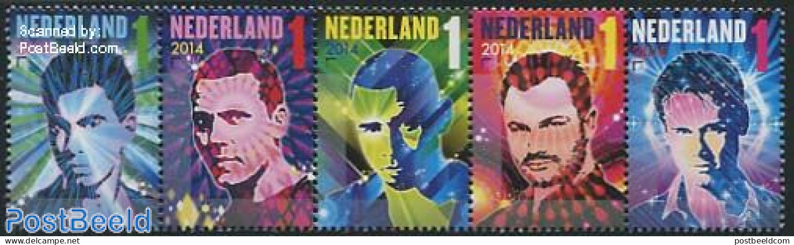 Netherlands 2014 Dutch DJs 5v [::::], Mint NH, Performance Art - Music - Popular Music - Unused Stamps