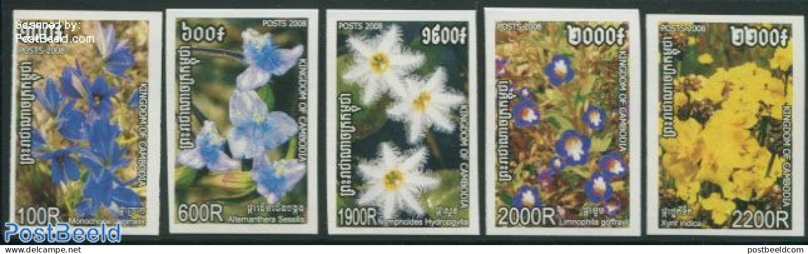 Cambodia 2008 Flowers 5v, Imperforated, Mint NH, Nature - Flowers & Plants - Cambodge