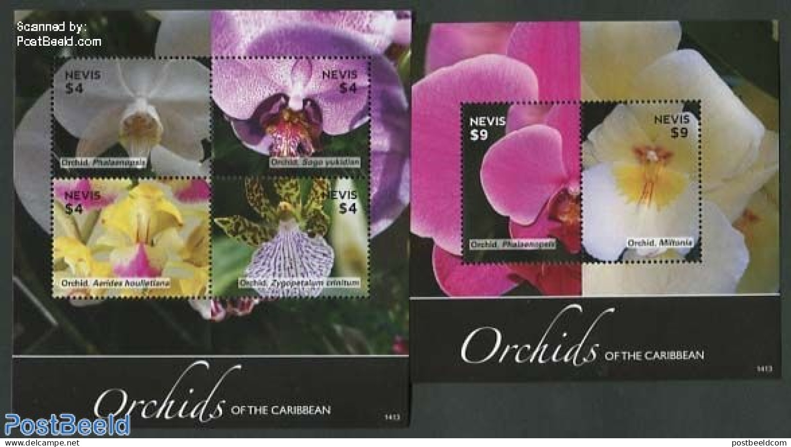 Nevis 2014 Orchids 2 S/s, Mint NH, Nature - Flowers & Plants - Orchids - St.Kitts-et-Nevis ( 1983-...)