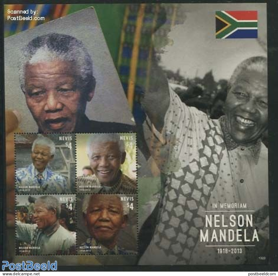 Nevis 2014 Nelson Mandela 4v M/s, Mint NH, History - Nobel Prize Winners - Nelson Mandela - Nobel Prize Laureates