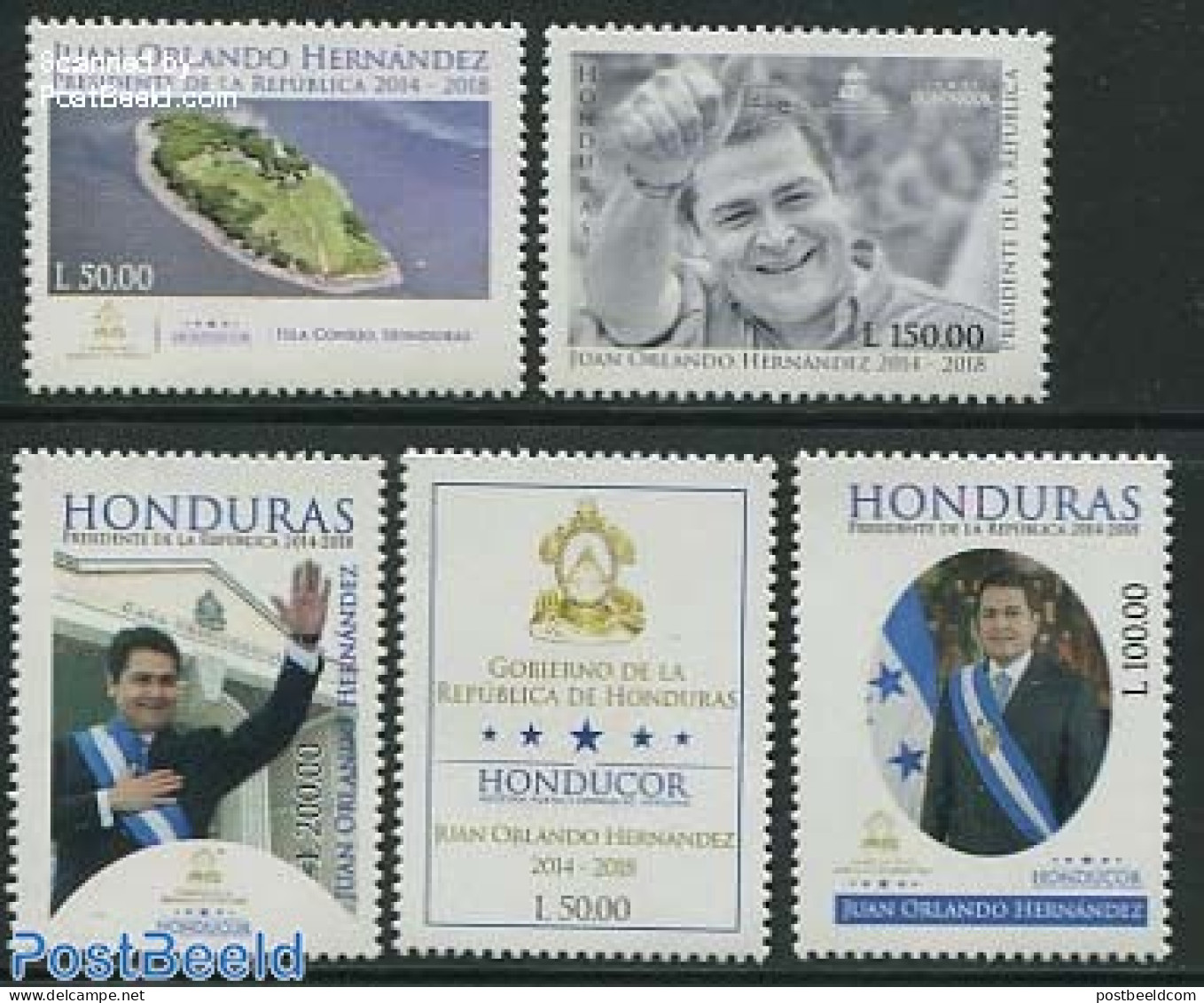 Honduras 2014 President Juan Orlando Hernandez 5v, Mint NH, History - Politicians - Honduras