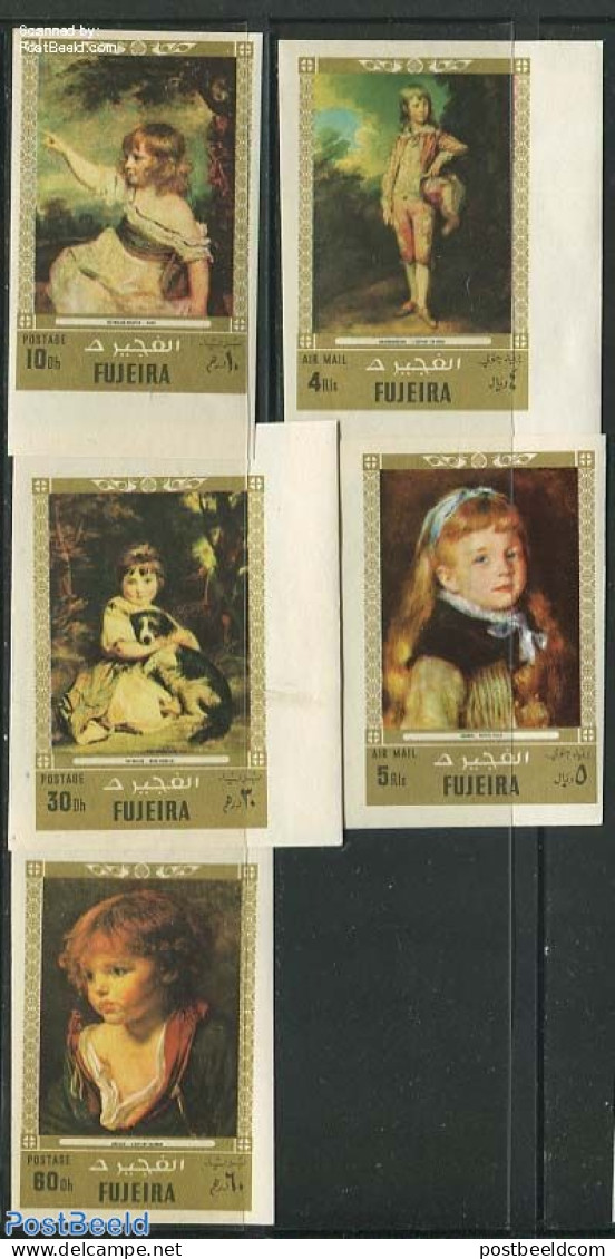 Fujeira 1972 Children Day, Paintings 5v, Imperforated, Mint NH, Art - Modern Art (1850-present) - Paintings - Fujeira