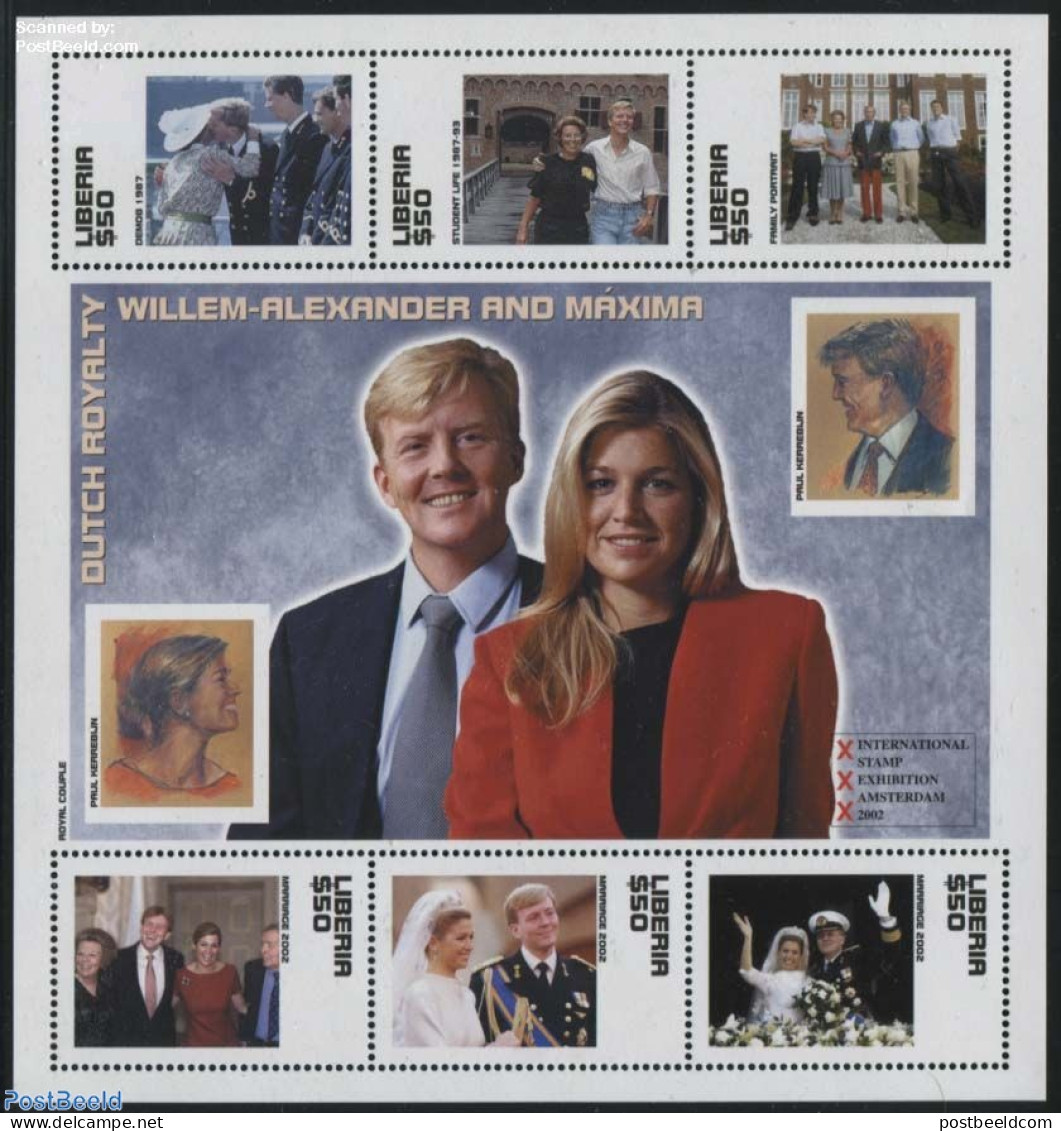 Liberia 2003 Dutch Royalty 6v M/s, Mint NH, History - Kings & Queens (Royalty) - Netherlands & Dutch - Familles Royales