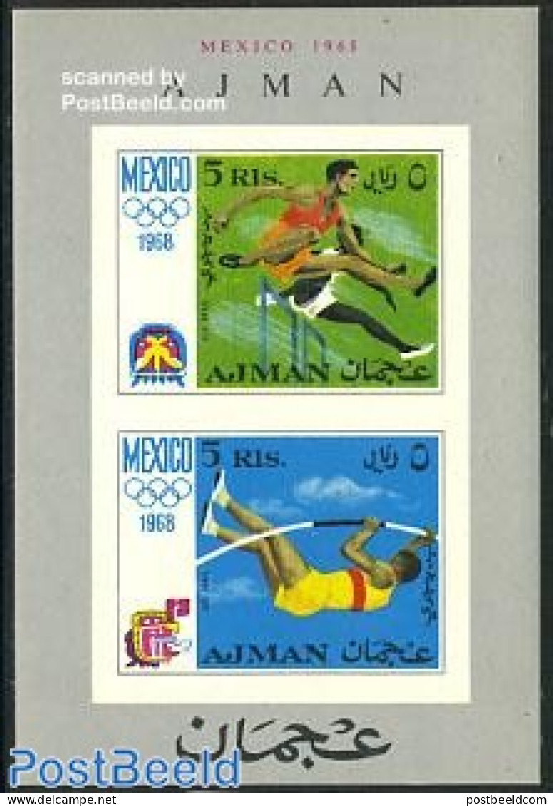 Ajman 1968 Olympic Games S/s, Imperforated (without Embossed Perforation), Mint NH, Sport - Athletics - Olympic Games - Athlétisme