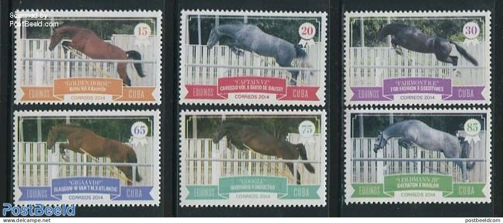 Cuba 2014 Jumping Horses 6v, Mint NH, Nature - Sport - Horses - Sport (other And Mixed) - Nuovi