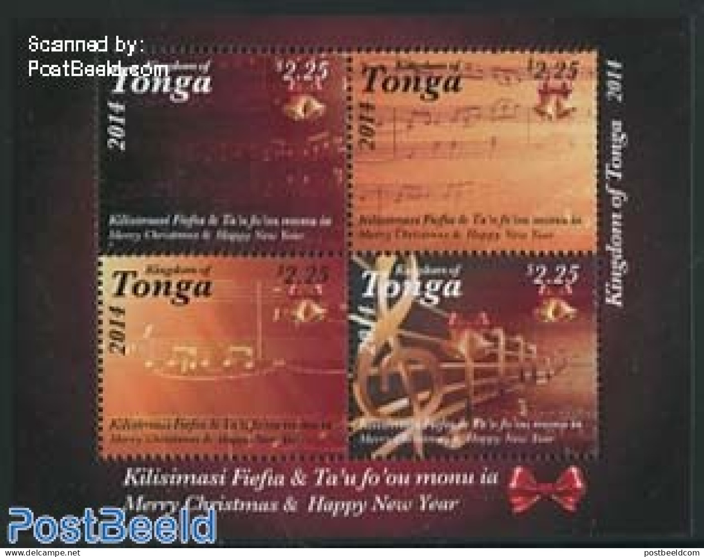 Tonga 2014 Christmas S/s, Mint NH, Performance Art - Religion - Music - Christmas - Muziek