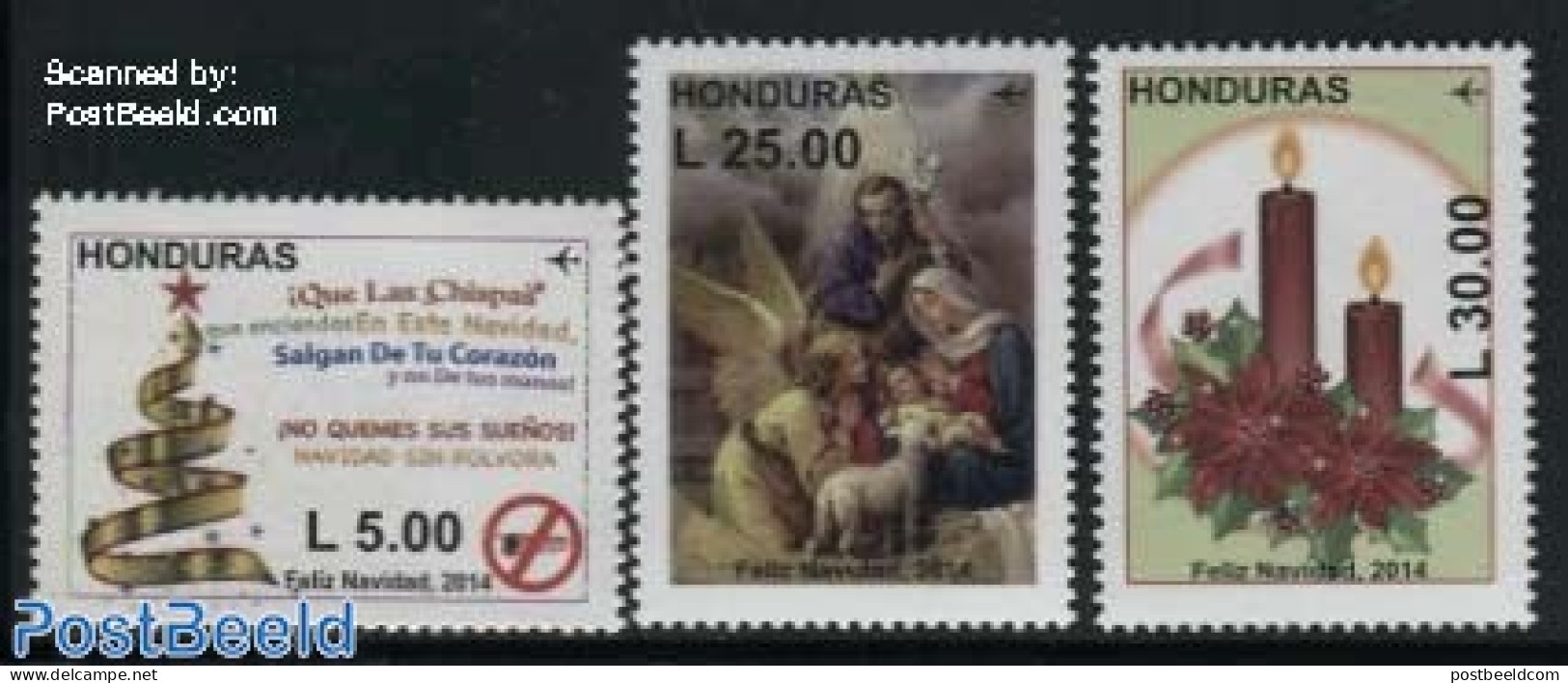 Honduras 2014 Christmas 3v, Mint NH, Religion - Christmas - Weihnachten