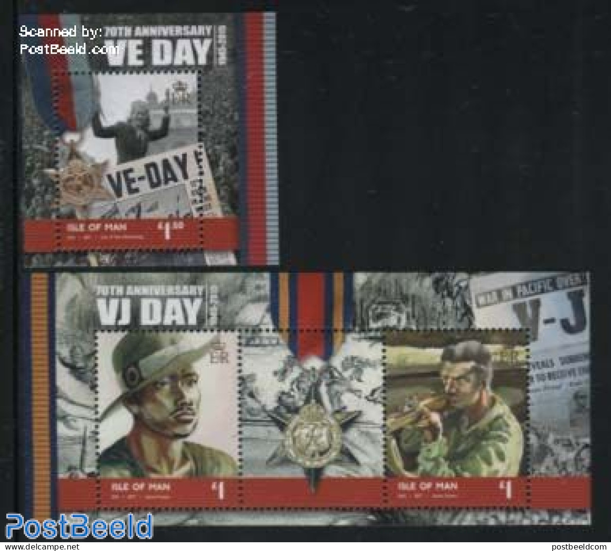 Isle Of Man 2015 World War II Vicory 2 S/s, Mint NH, History - Decorations - Militarism - Newspapers & Journalism - Wo.. - Militaria