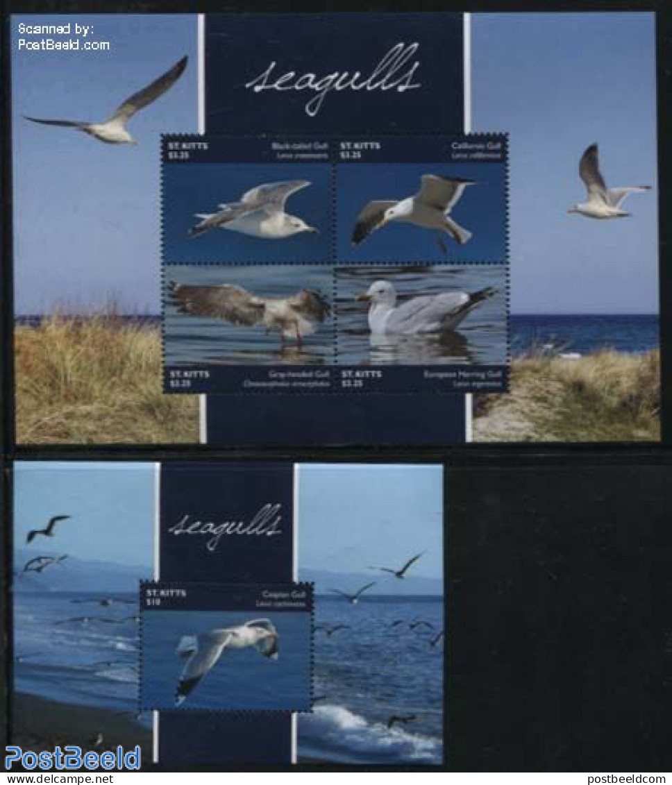 Saint Kitts/Nevis 2015 Seagulls 2 S/s, Mint NH, Nature - Birds - Other & Unclassified