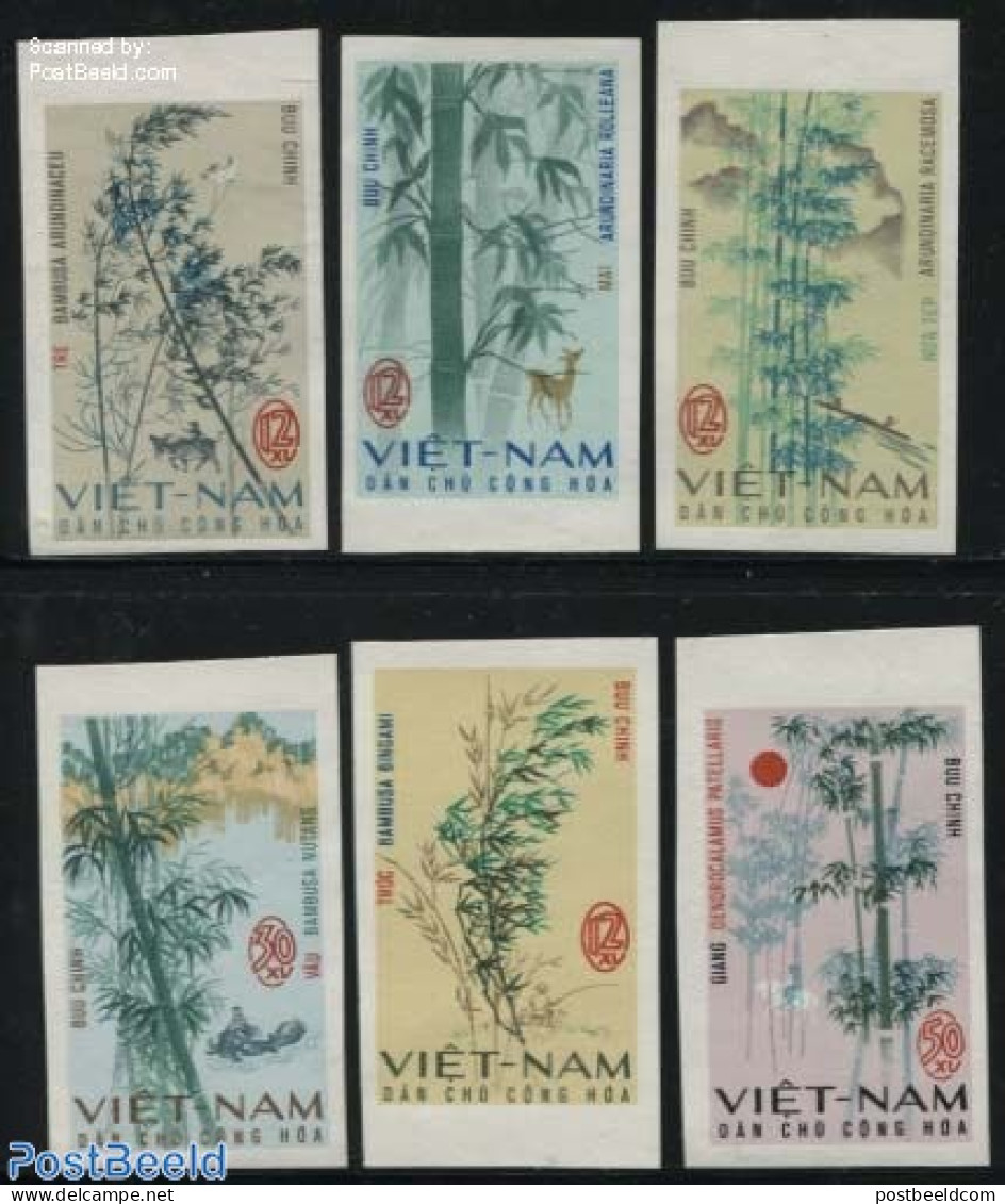 Vietnam 1967 Bambu 6v, Imperforated, Mint NH, Nature - Sport - Deer - Trees & Forests - Kayaks & Rowing - Rotary Club