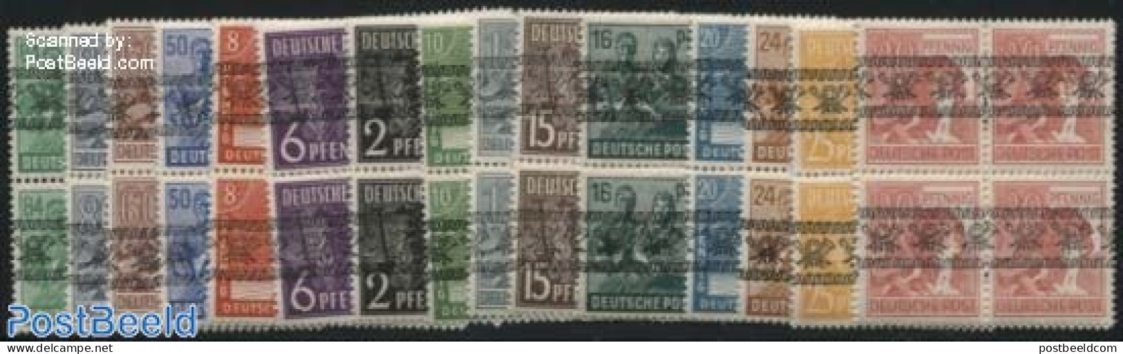 Germany, Federal Republic 1948 Bar-Shape Overprints 16v, Blocks Of 4 [+], Mint NH - Autres & Non Classés
