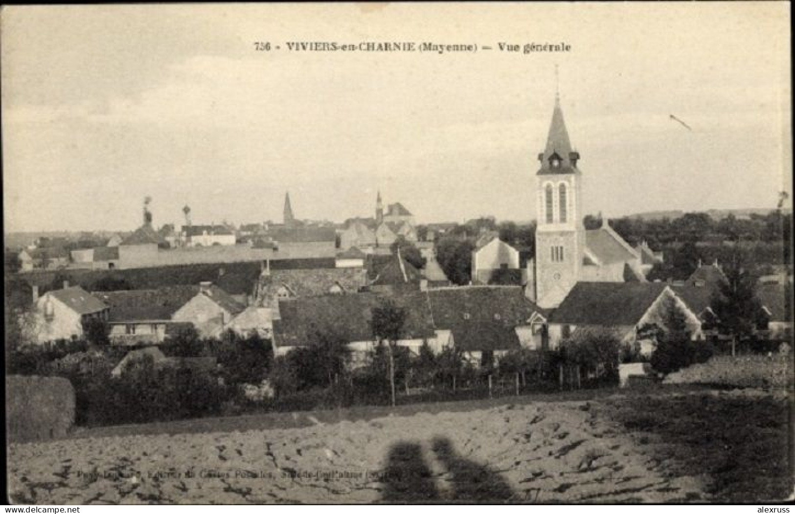 France 1921 Postcard Viviers En Charnie Mayenne, Vue Generale, Church, Unposted - Mayenne