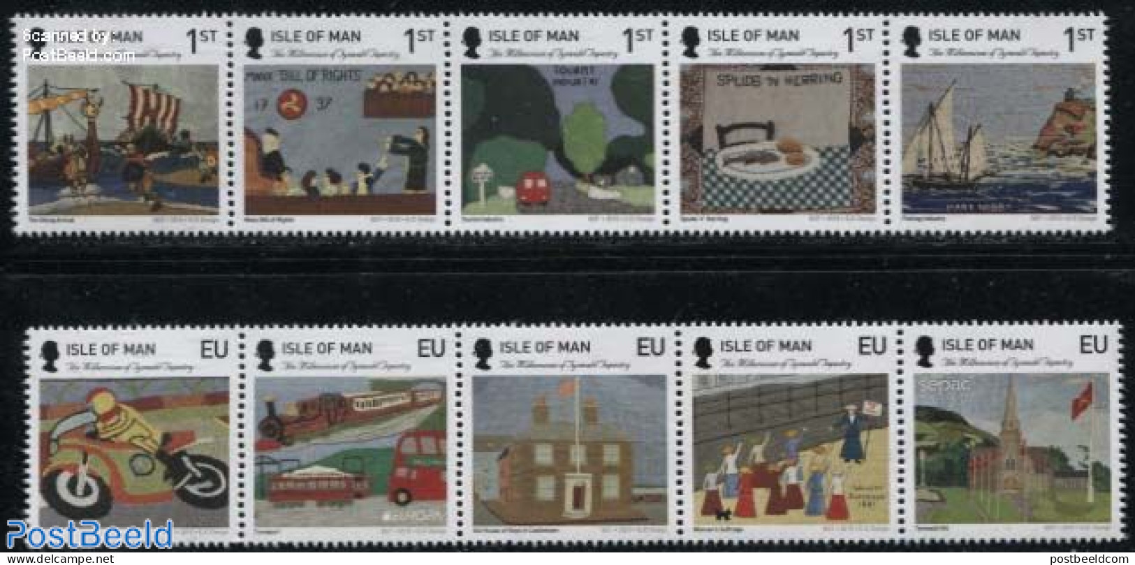 Isle Of Man 2015 The Millennium Of Tynwald Tapestry 2x5v [::::], Mint NH, History - Religion - Transport - Various - E.. - Iglesias Y Catedrales