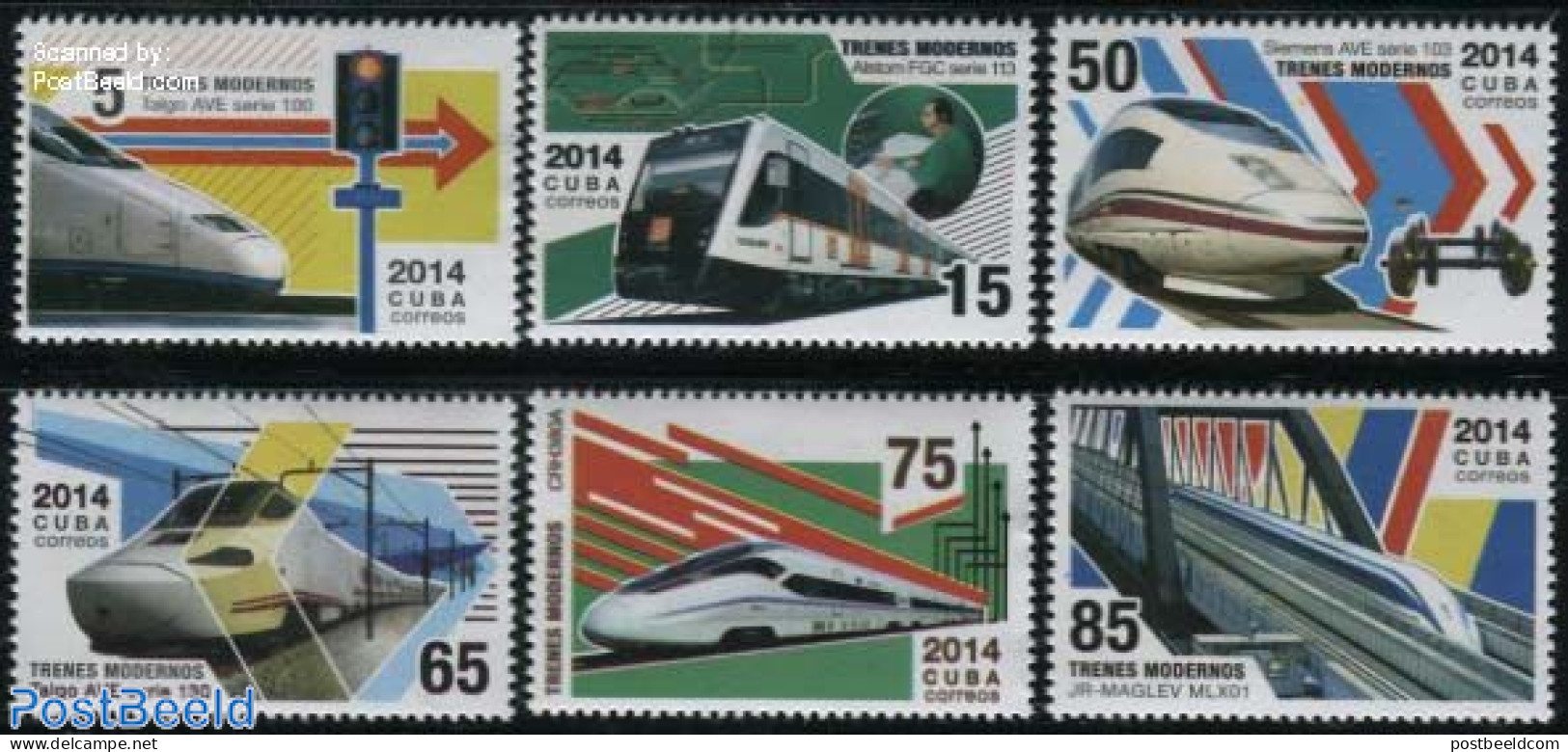 Cuba 2014 Modern Trains 6v, Mint NH, Transport - Railways - Nuevos