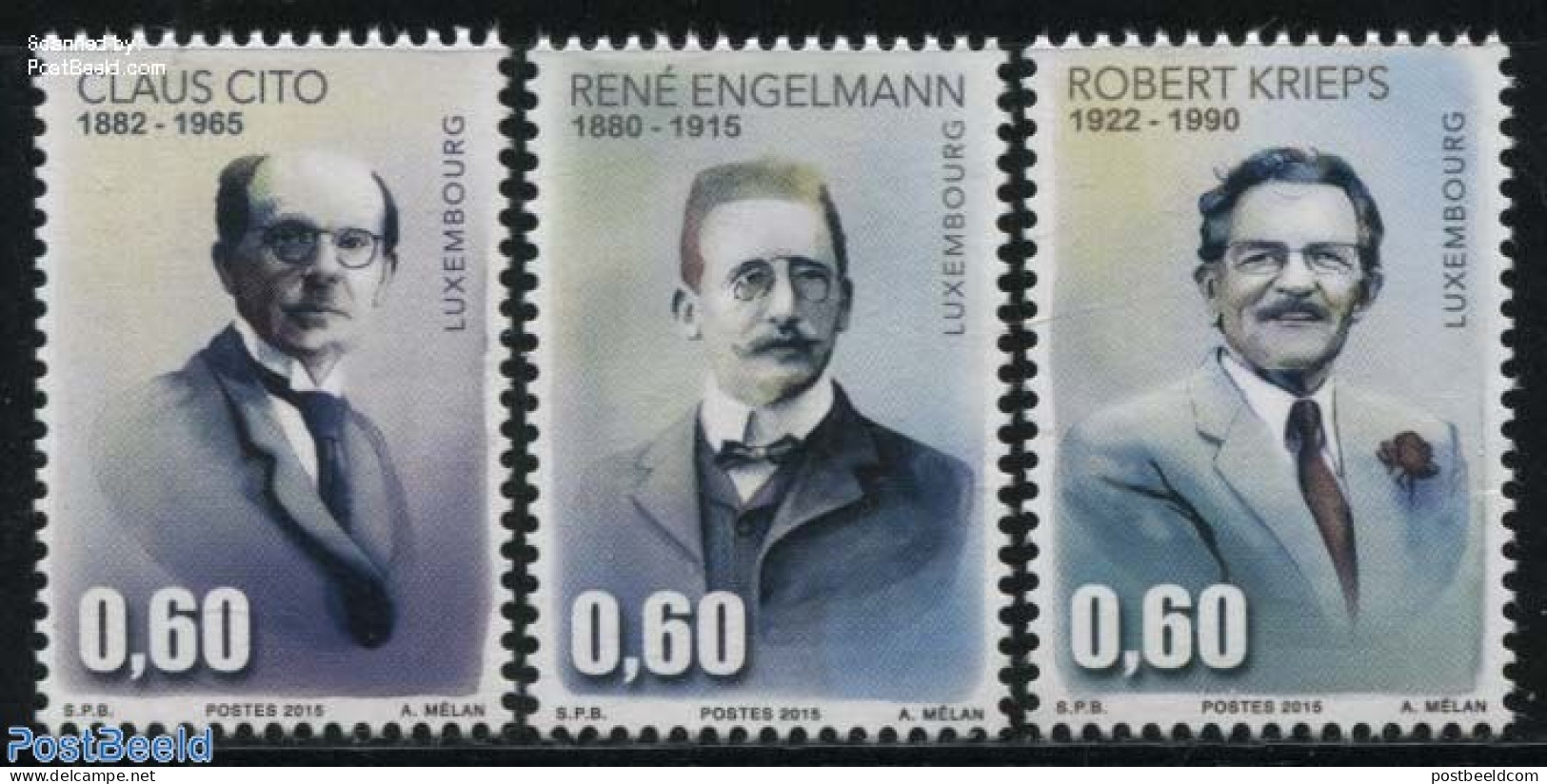Luxemburg 2015 Famous Persons 3v, Mint NH, History - Politicians - Art - Authors - Nuovi