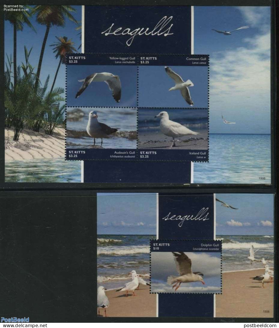 Saint Kitts/Nevis 2015 Seagulls 2 S/s, Mint NH, Nature - Birds - Autres & Non Classés