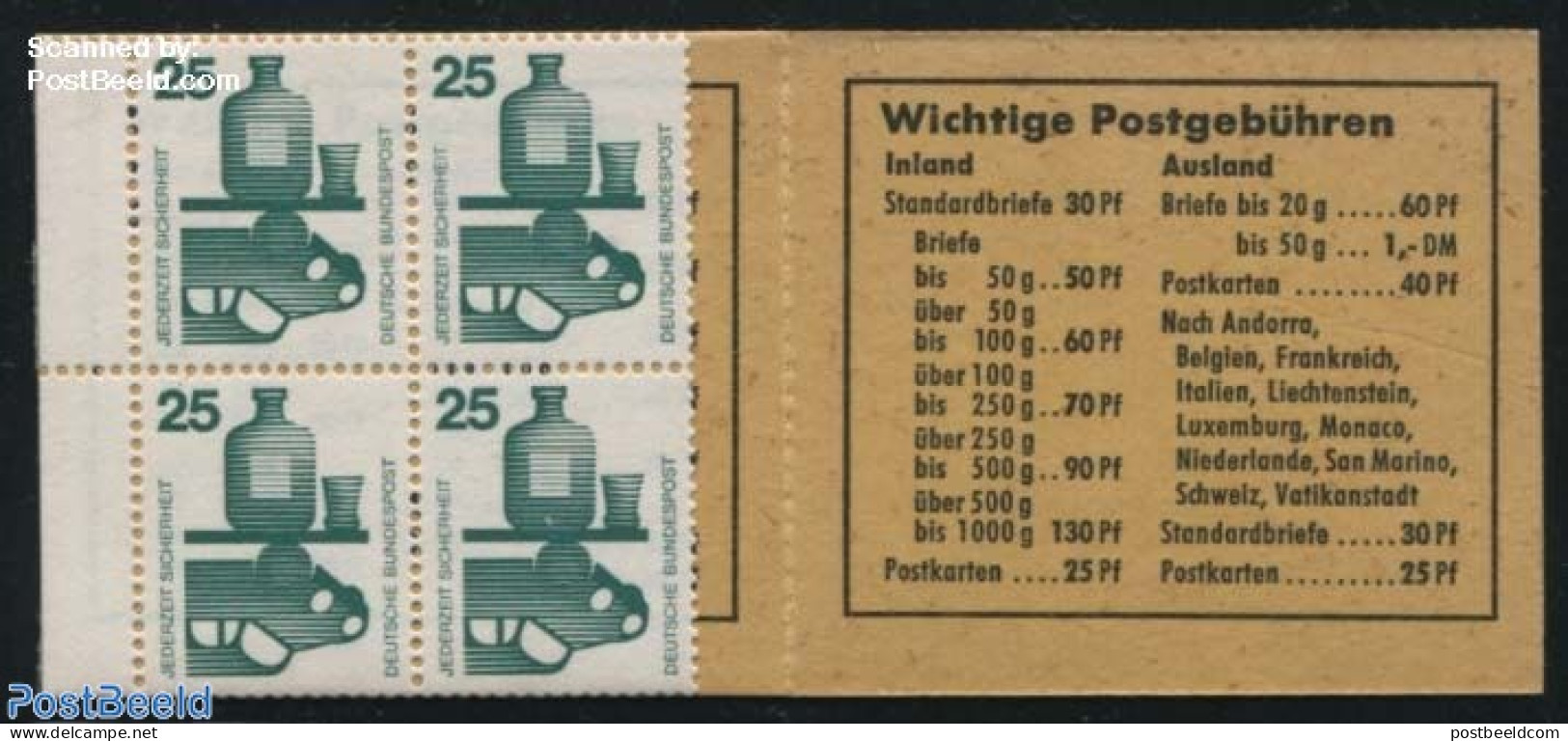 Germany, Federal Republic 1971 Safety 4x25pf Booklet, Mint NH, Stamp Booklets - Neufs