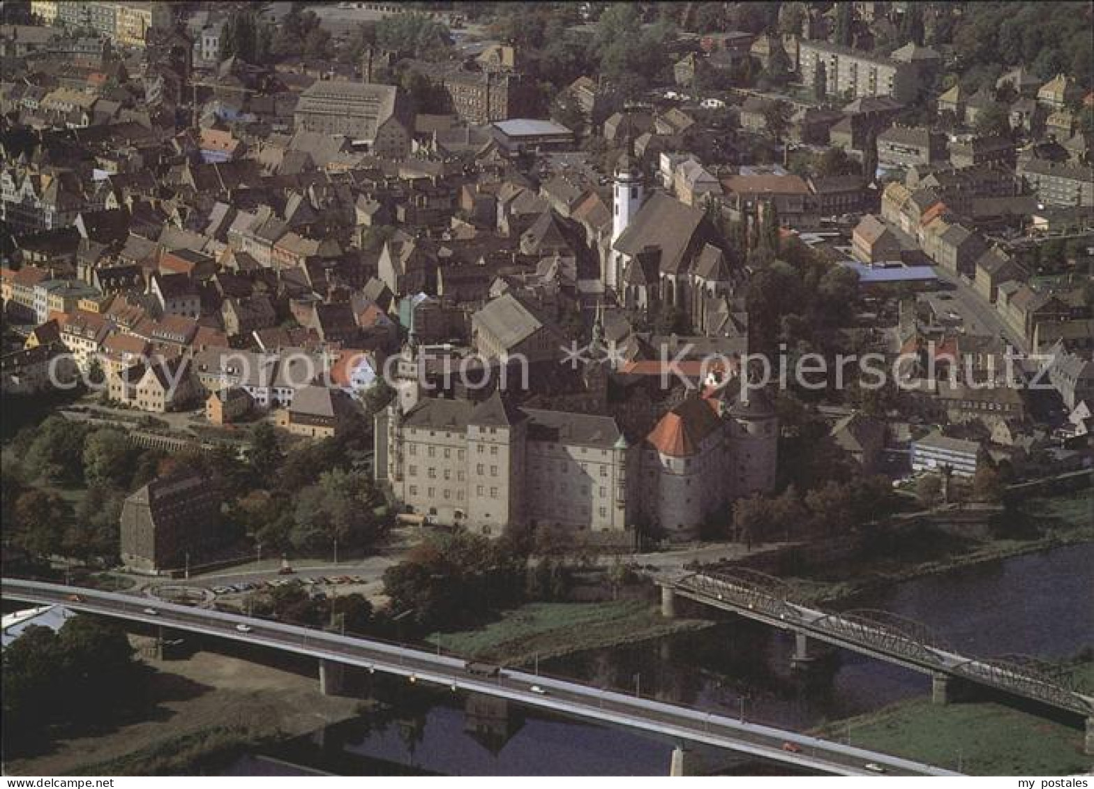 72235834 Torgau Altstadt Mit Neuer Elbbruecke Fliegeraufnahme Torgau - Torgau