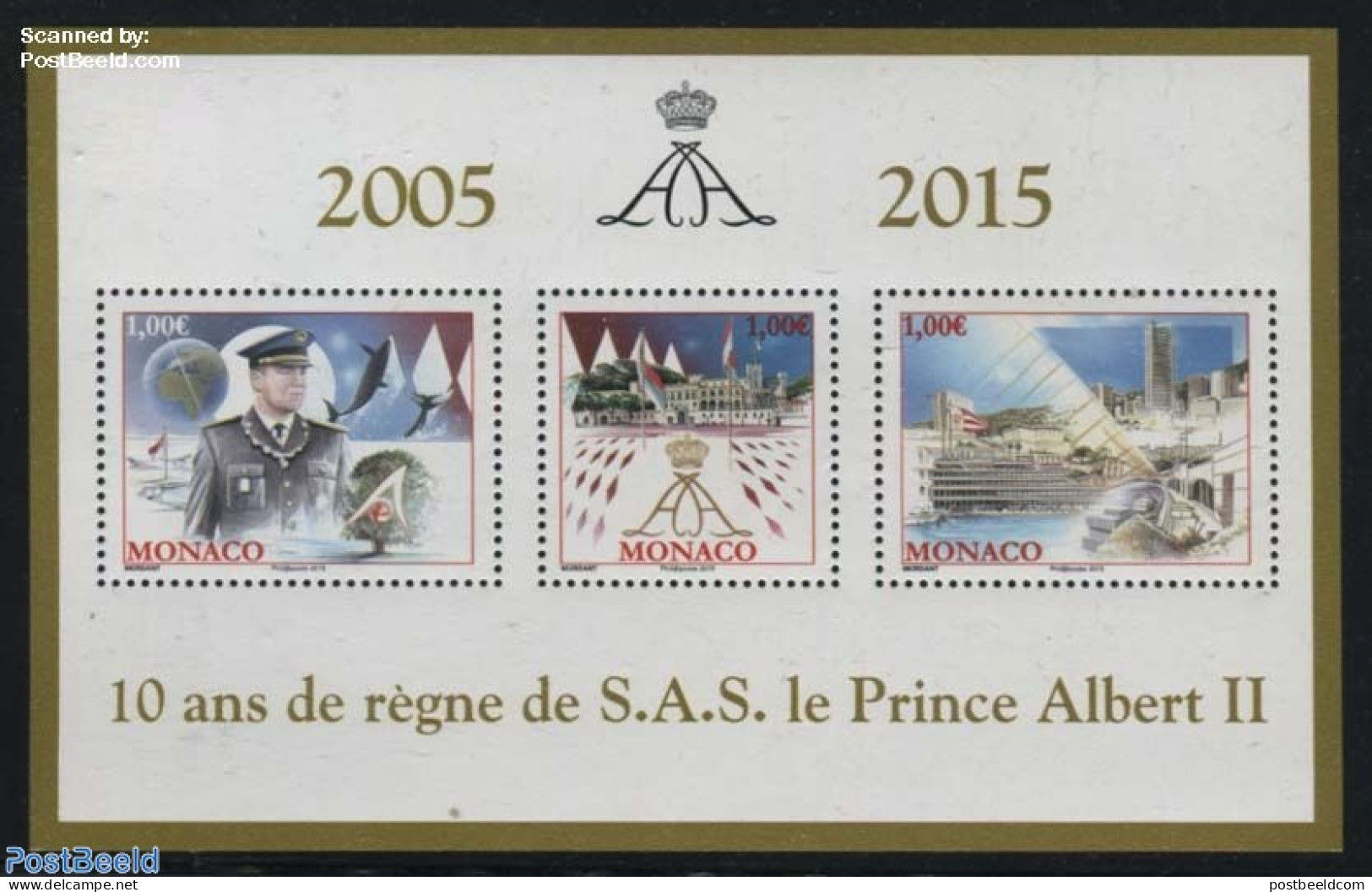 Monaco 2015 10 Years Albert II S/s, Mint NH, History - Nature - Various - Flags - Kings & Queens (Royalty) - Sea Mamma.. - Unused Stamps