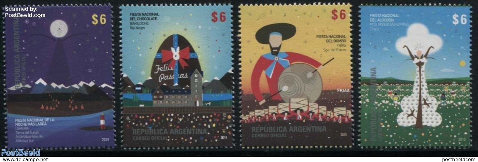 Argentina 2015 National Celebrations 4v, Mint NH, Health - Various - Food & Drink - Folklore - Lighthouses & Safety At.. - Ungebraucht