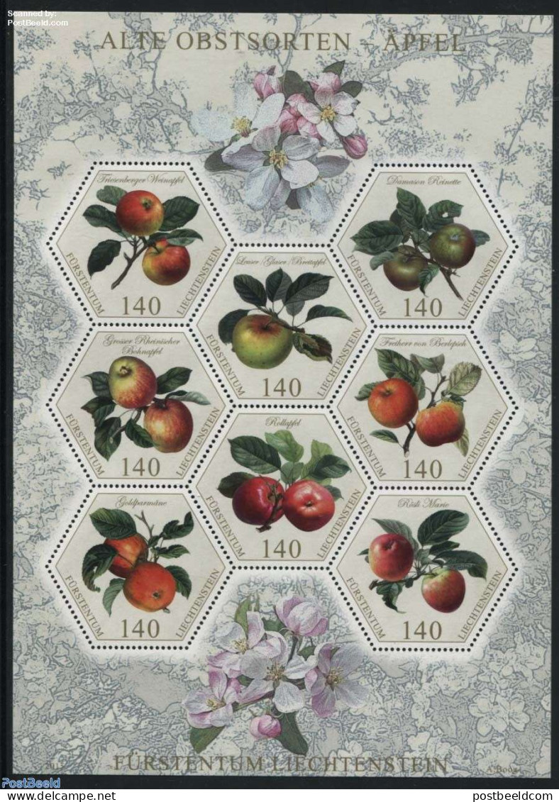 Liechtenstein 2015 Apples 8v M/s, Mint NH, Nature - Fruit - Unused Stamps