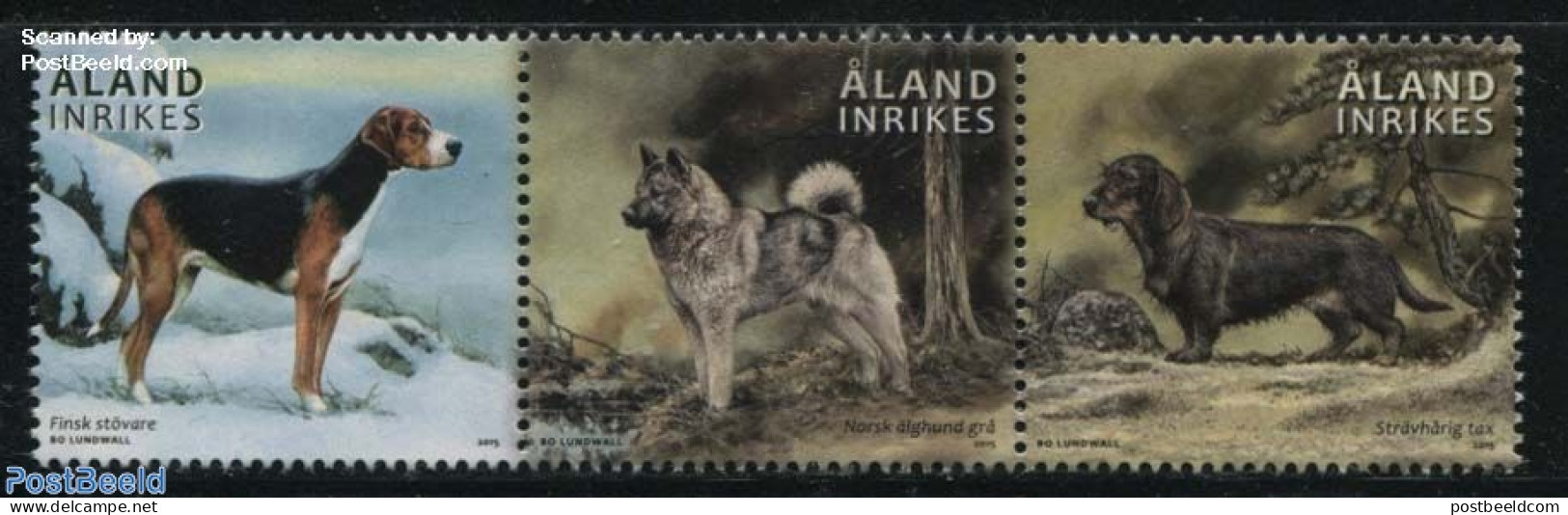 Aland 2015 Hunting Dogs 3v [::], Mint NH, Nature - Dogs - Aland