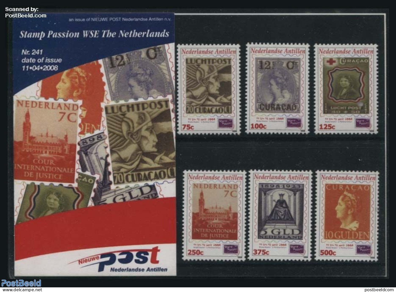 Netherlands Antilles 2008 Stamp Passion, Presentation Pack 241, Mint NH, Stamps On Stamps - Briefmarken Auf Briefmarken