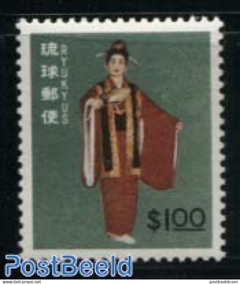 Ryu-Kyu 1961 $1, Stamp Out Of Set, Mint NH, Performance Art - Dance & Ballet - Danse