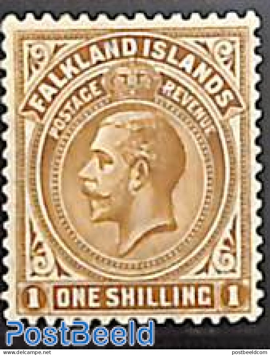 Falkland Islands 1921 1Sh, WM Script-CA, Stamp Out Of Set, Unused (hinged) - Otros & Sin Clasificación