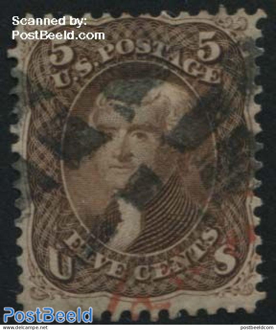 United States Of America 1861 5c Brown, Used, Used Stamps - Used Stamps