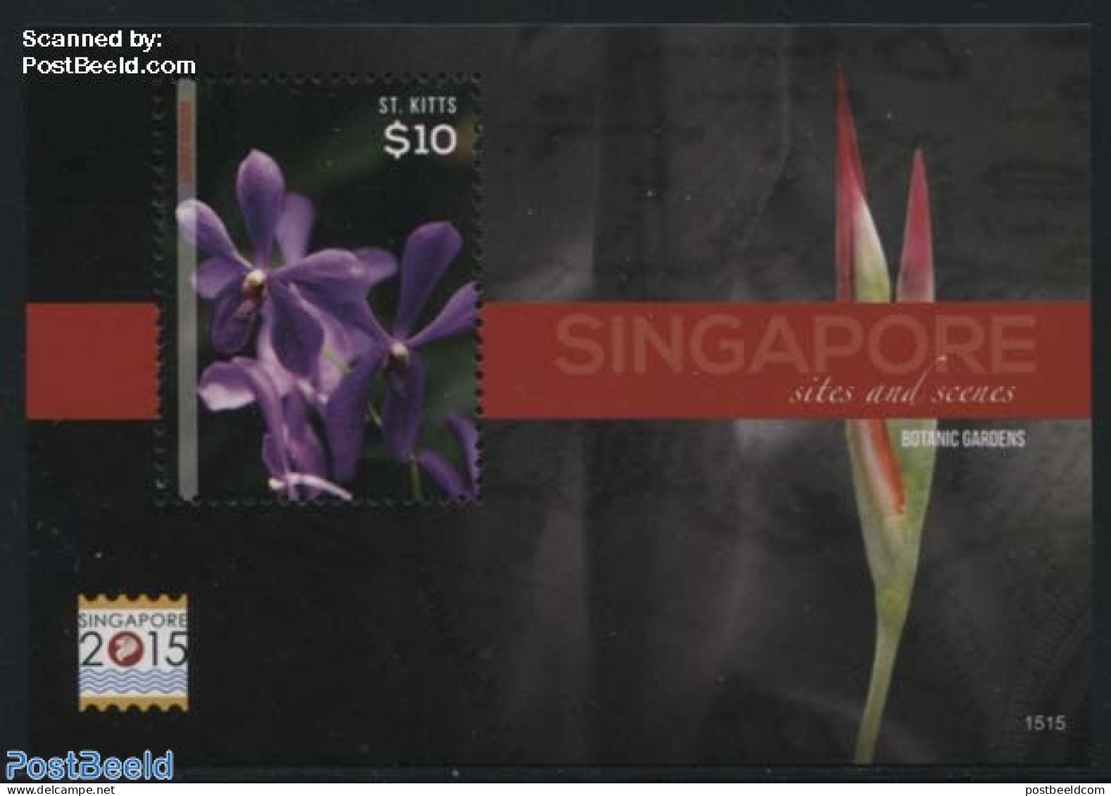Saint Kitts/Nevis 2015 Sites & Scenes Of Singapore S/s, Mint NH, Nature - Flowers & Plants - Sonstige & Ohne Zuordnung