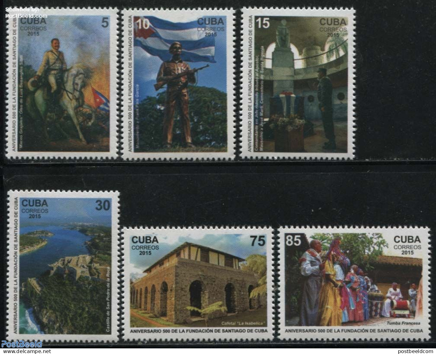 Cuba 2015 500 Years Santiago De Cuba 6v, Mint NH, History - Nature - Performance Art - Various - Flags - Horses - Musi.. - Neufs